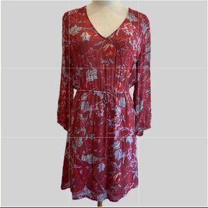 Lucky Brand NWOT Red Floral Long Sleeves Short Dress XS